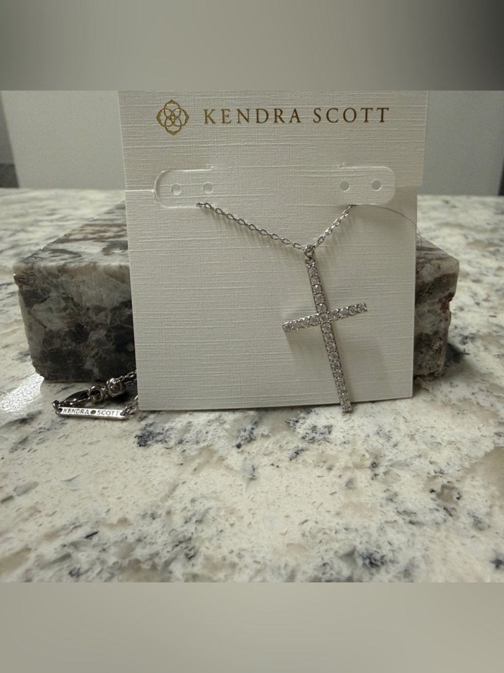 Kendra Scott Silver Tone Crystal Cross Pendant Necklace